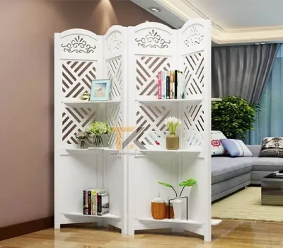 bình phong nhựa có kệ nan chéo 4 tấm