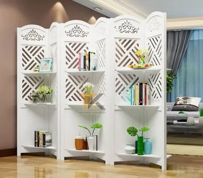bình phong nhựa có kệ nan chéo 6 tấm
