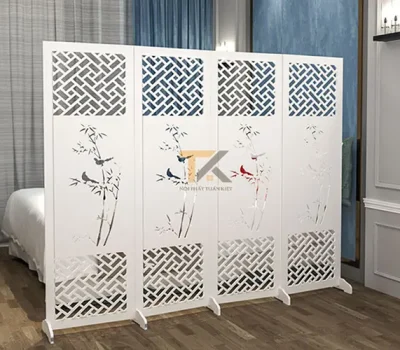 bức bình phong cây trúc 4 tấm