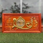 đồng hồ gỗ chữ lộc khung trơn dát vàng 41x81cm