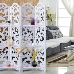 kệ bình phong gỗ hiện đại hoa chồi 4 tấm
