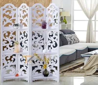 kệ bình phong gỗ hiện đại hoa chồi 4 tấm