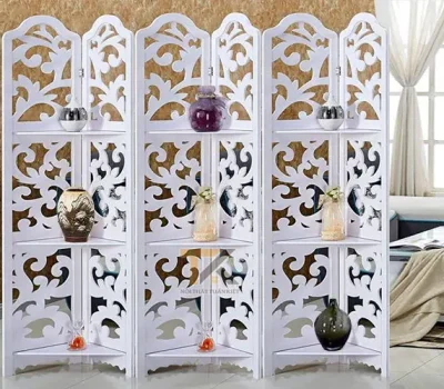 kệ bình phong gỗ hiện đại hoa chồi 6 tấm
