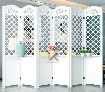 kệ bình phong gỗ hình quả trám 6 tấm