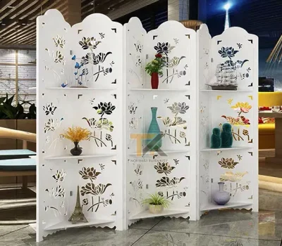 kệ gỗ bình phong hoa sen 6 tấm