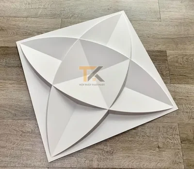 tấm nhựa 3d ốp tường hoa tròn màu trắng