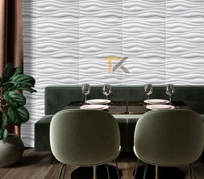 tấm nhựa 3d pvc sóng lồi màu trắng 1