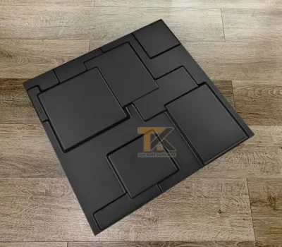 tấm nhựa pvc 3d ô vuông màu đen