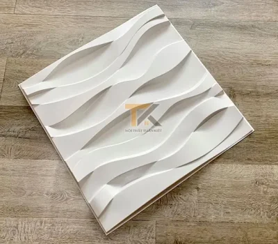 tấm nhựa trang trí 3d sóng nước màu trắng