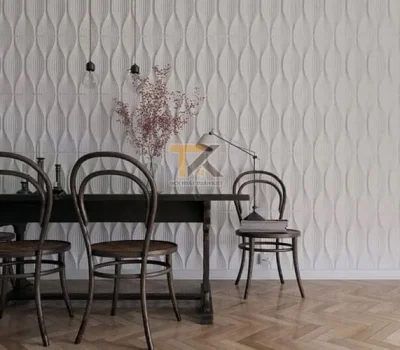 tấm ốp tường 3d nhựa lượn sóng màu trắng 1