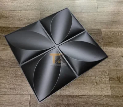 tấm ốp tường 3d pvc hoa thị màu đen