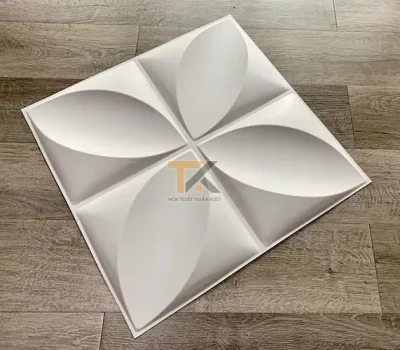 tấm ốp tường 3d pvc hoa thị màu trắng