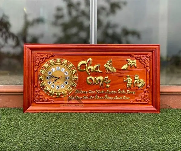 tranh-dong-ho-cha-me-khung-tron-dat-vang-41x81cm tranh đồng hồ cha mẹ khung trơn dát vàng 41x81cm