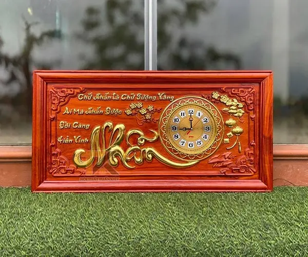 tranh-dong-ho-chu-nhan-khung-tron-dat-vang-41x81cm tranh đồng hồ chữ nhẫn khung trơn dát vàng 41x81cm
