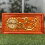 tranh đồng hồ gỗ chữ tài lộc khung trơn dát vàng 41x81cm