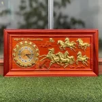 tranh đồng hồ mã đáo thành công khung trơn dát vàng 41x81cm