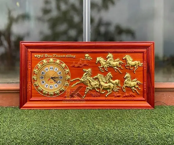 tranh-dong-ho-ma-dao-thanh-cong-khung-tron-dat-vang-41x81cm tranh đồng hồ mã đáo thành công khung trơn dát vàng 41x81cm