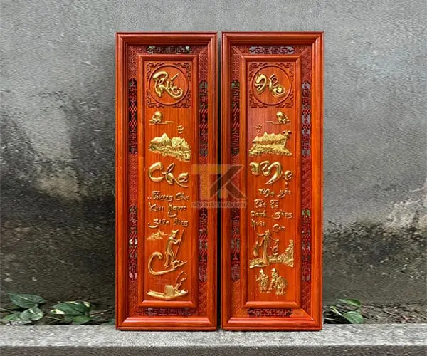 tranh-go-chu-cha-me-dat-vang tranh gỗ chữ cha mẹ dát vàng