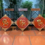 tranh gỗ chữ phúc lộc thọ dát vàng