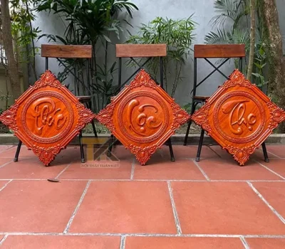 tranh gỗ chữ phúc lộc thọ pu