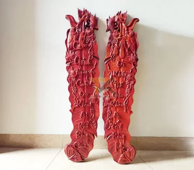 tranh gỗ thư pháp cha mẹ lá chuối pu