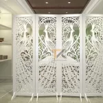 vách bình phong chim công 4 tấm