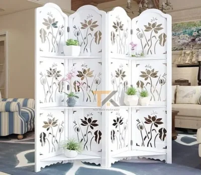 vách ngăn bình phong có kệ hoa sen 4 tấm