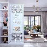kệ vách ngăn phòng khách cây trúc 1 vách 1 kệ