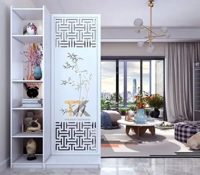 kệ vách ngăn phòng khách cây trúc 1 vách 1 kệ