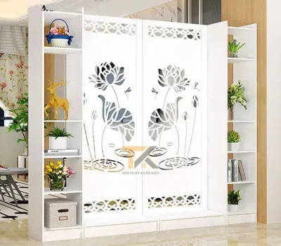 kệ vách ngăn phòng khách và bếp sen nước 2 vách 2 kệ