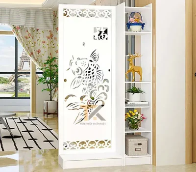 kệ vách ngăn trang trí cá chép hóa rồng 1 vách 1 kệ