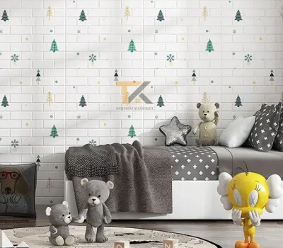 xốp dán tường cây thông hoàn thiện