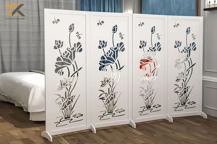 bình phong di động phòng ngủ hoa sen