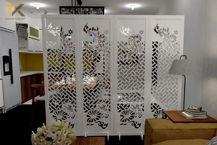 bình phong di động phòng ngủ sen lưới